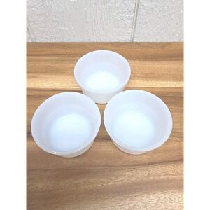 Set of 3 Vintage Glasbake #79 Custard Cups Milk Glass Ramekins Baking Dish